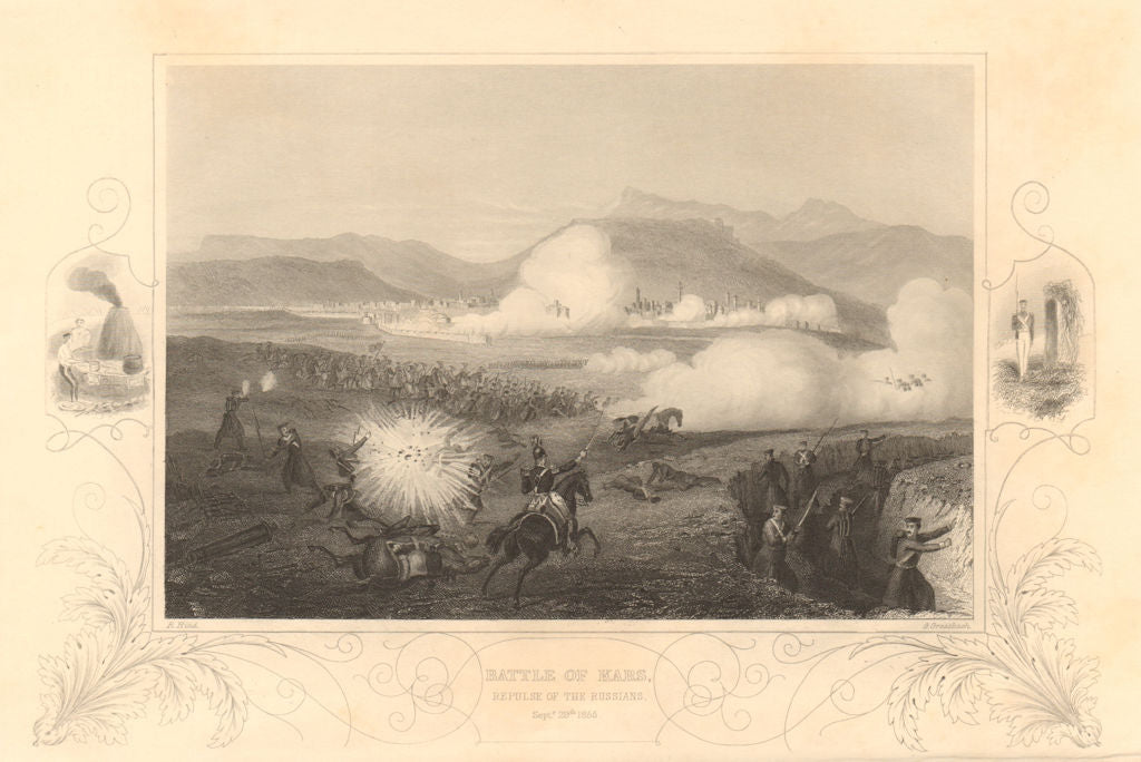 CRIMEAN WAR. Battle of Kars sept 29 1855. Russians repulsed. Turkey 1860 print